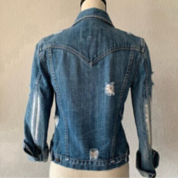 Earl Jean Distressed Patchwork Jean Jacket - Picture 12 of 17
